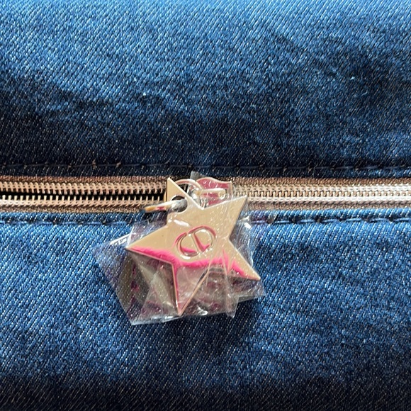 Dior Beaute Make up Authentic Denim New Bag w/Silver Charm, Gray Interior - Picture 5 of 5